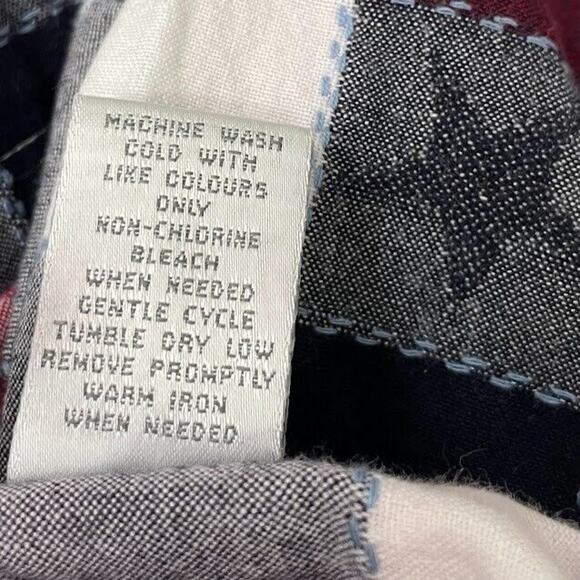 Christmas Plaid Star Button Up Shirt Size Small Country Americana Patriotic - Picture 7 of 9